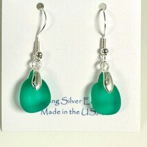 Freeform tumbled seaglass earrings
